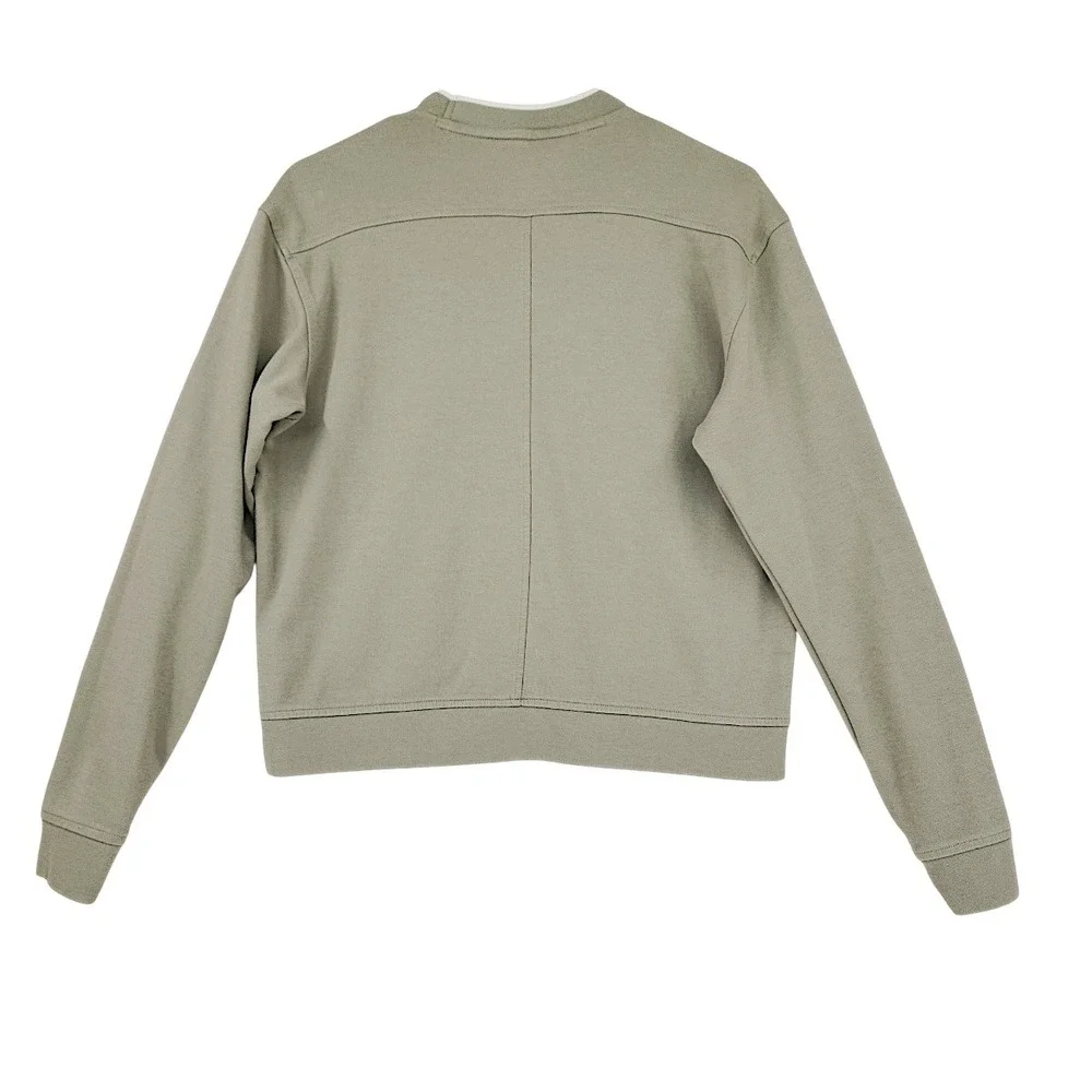 Adidas Sweatshirt S Mens Sage Green Mock Neck Kangaroo Pocket HT1271 Athleisure